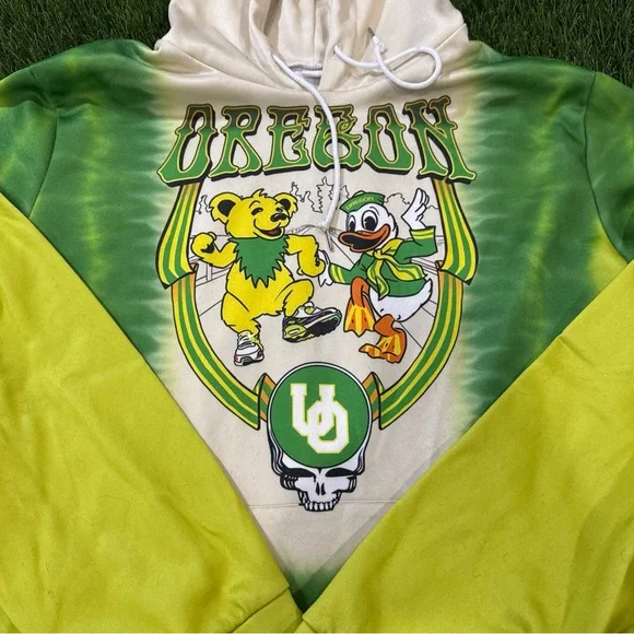 Oregon Tie-Dye Pullover Hoodie - Yellow & Green - Picture 2 of 15